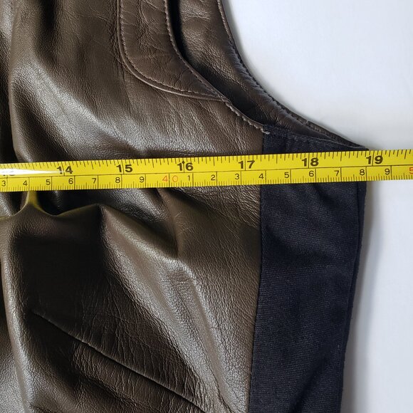 M&S Autograph Leather Sleeveless Brown Sheath Dress - Picture 4 of 11
